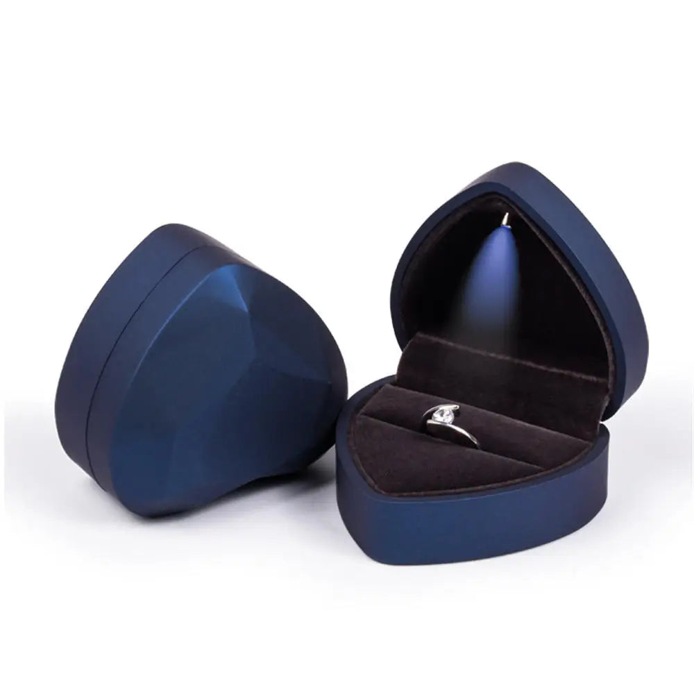 LED Jewelry Ring & Necklace Box — Luxury Velvet Display Case with Light for Engagement, Proposal & Wedding Gifts