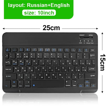 10" Bluetooth Wireless Rechargeable Keyboard – Russian, Spanish, French AZERT Layout for Android, iOS & Windows Tablets & Phones