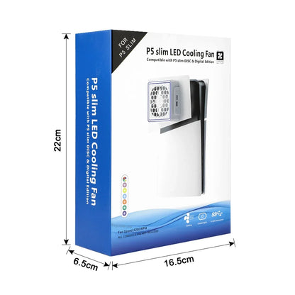 NEW Side-Mounted Cooling Fan for PS5 Slim – LED Light & 2 USB Ports Game Console Cooler Accessory