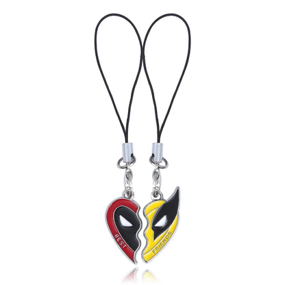 Best Friends Clown Mask Keychain & Bracelet Pendant Combo – Red & Yellow Love Jewelry for Friends
