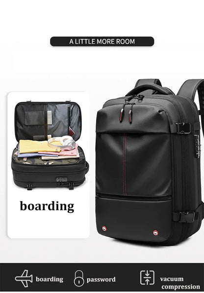 Men's Travel Backpack - Vacuum Compression 17" Laptop Backpack, Large Capacity Business & Hiking Bag