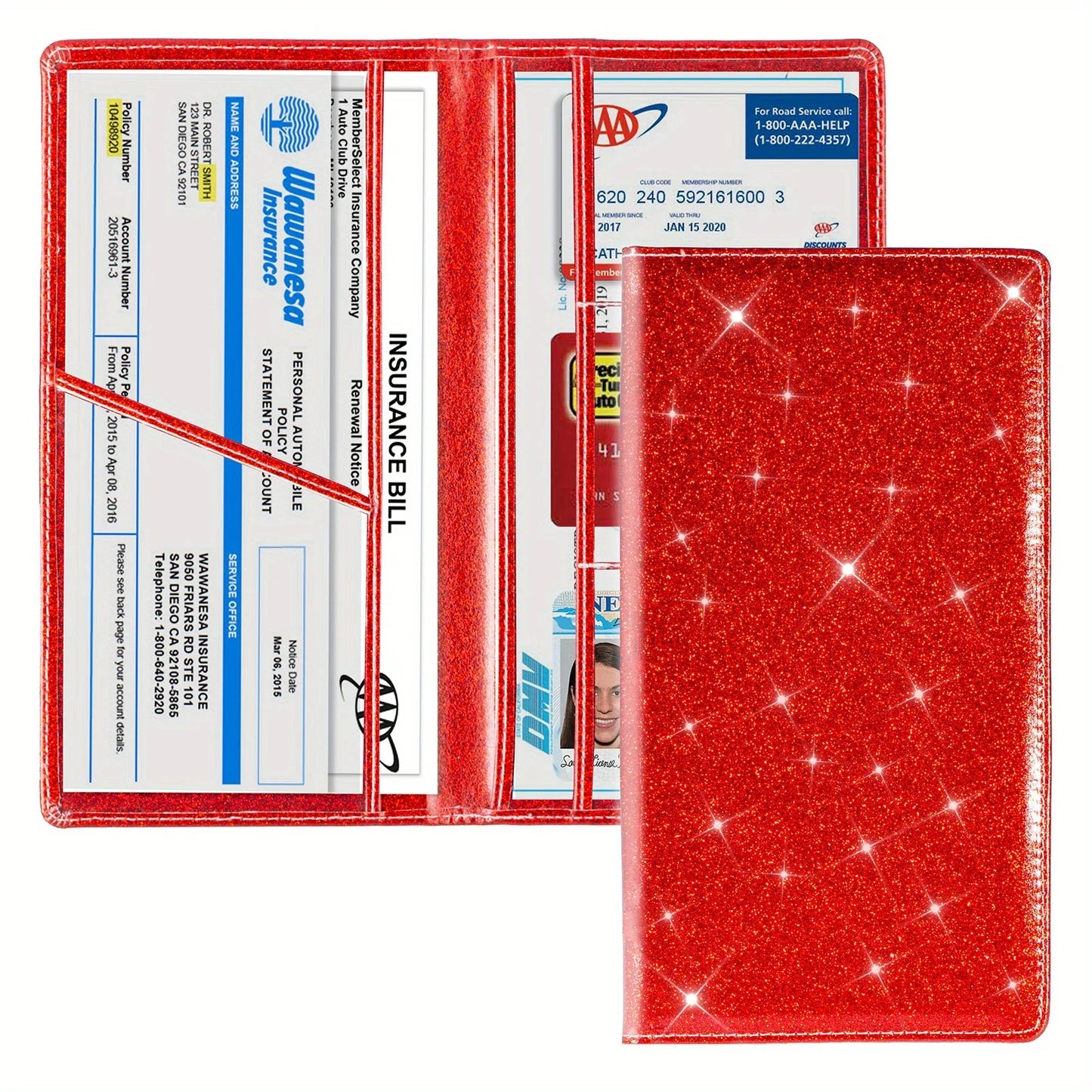 Men's Card Holder, Car Registration Vehicle License Insurance Card Holder Wallet