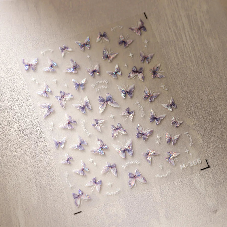 5D Glitter Butterfly Nail Sticker – Kawaii Aurora Nail Art Decal for DIY Manicure & Nail Decorations