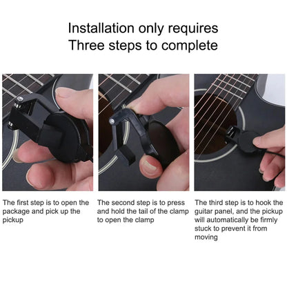 Clip-On Audio Jack Pickup – Acoustic Guitar/Mandolin/Violin/Banjo/Ukulele Sound Transducer with 2.5M Cable Instrument Amplifier Microphone