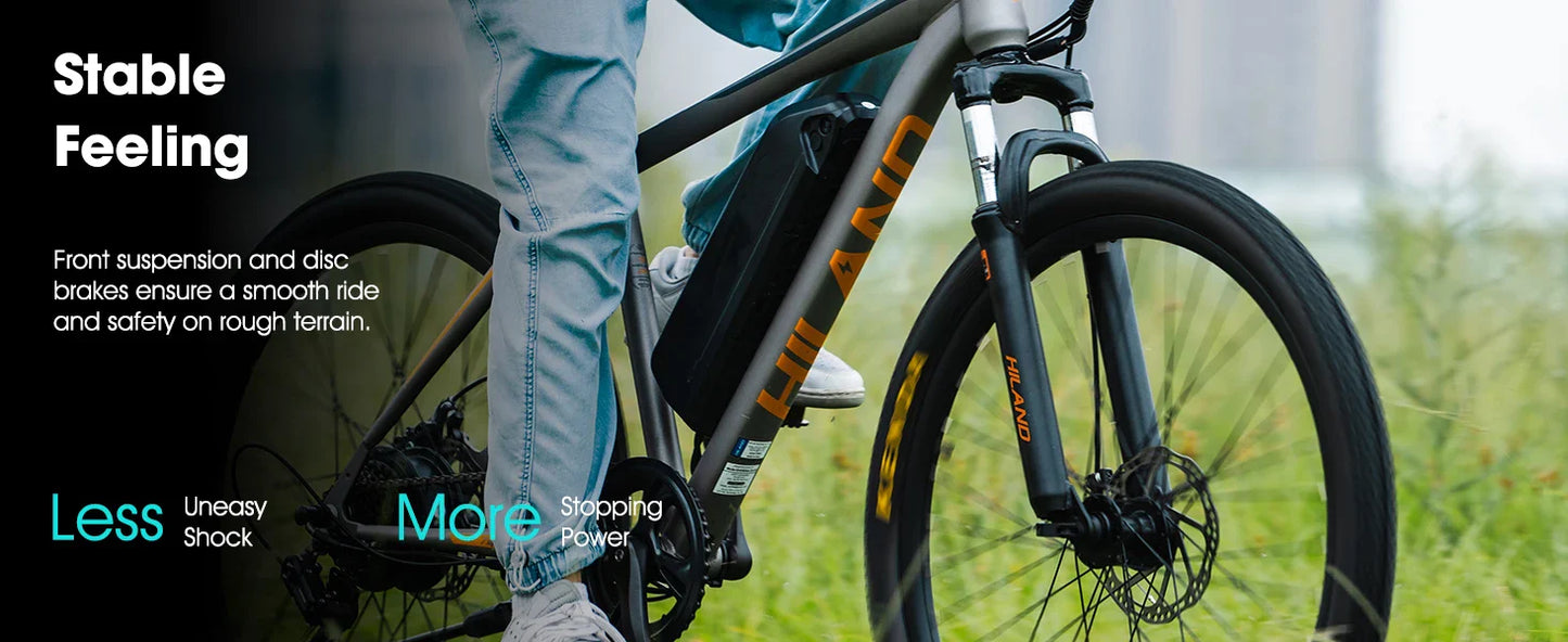HILAND 26" Electric Mountain Bike for Adults - 500W Motor, 7 Speeds, Removable Battery, 20MPH Ebike
