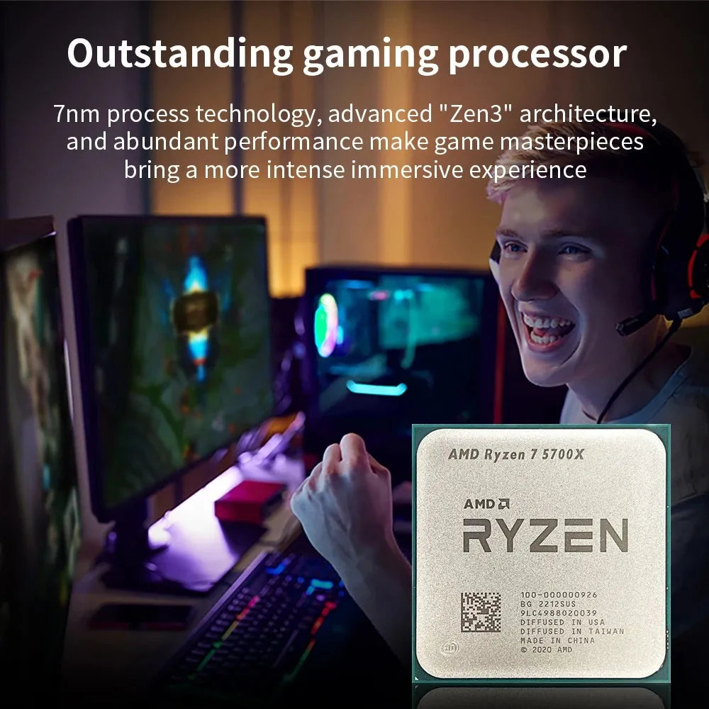 AMD Ryzen 7 5700X – 8-Core 16-Thread Desktop Gaming CPU, Up to 4.6GHz, Socket AM4