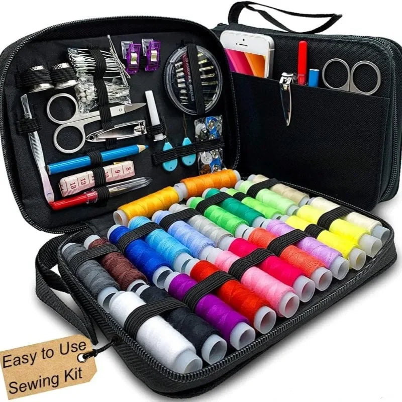 Complete Sewing Kit – Portable Travel DIY Embroidery & Handwork Set with Threads, Needles, Scissors, Tape Measure & Buttons