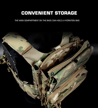 LV119 Tactical Vest Back Panel – Spiritus Systems Hunting Combat Airsoft Plate Carrier with Storage Pouch & Assault Vest Expansion Gear
