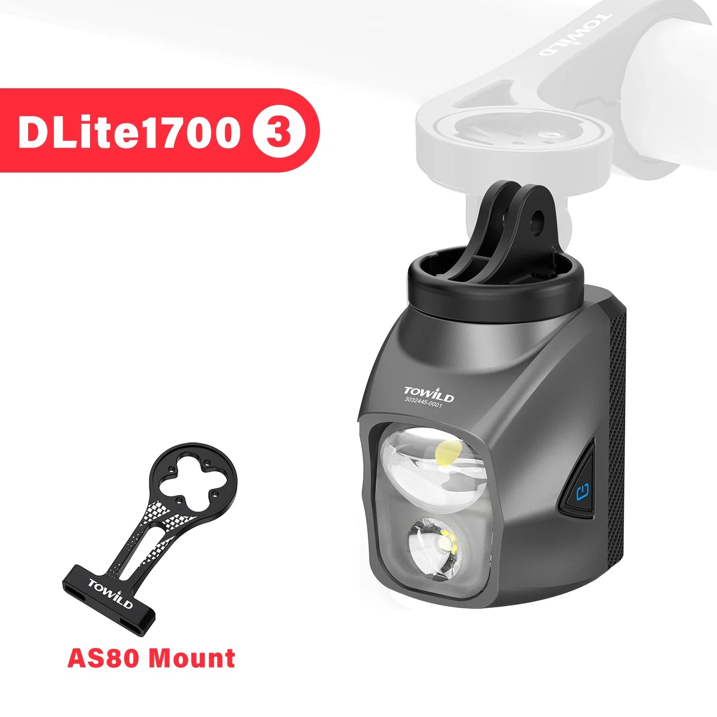 TOWILD DL1700 LED Bicycle Light – 1900LM Rechargeable Front Light with Focus & Flood Beam, Power Bank Function