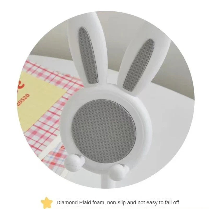 Pink Desktop Cell Phone Stand - Adjustable Lovely Rabbit Cartoon Table Support for iPhone 13, 14, Samsung Smartphone