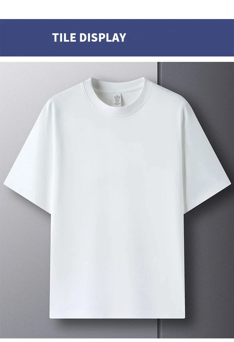 100% Pure Cotton Men’s Summer T-Shirt – High-End Short Sleeve Round Neck Breathable Fashion Top