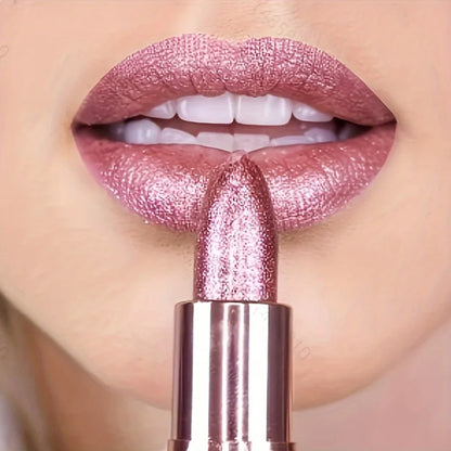 Rose Smoke Powder Lipstick – Glossy Velvet, Waterproof, Durable Starry Shine Lip Color