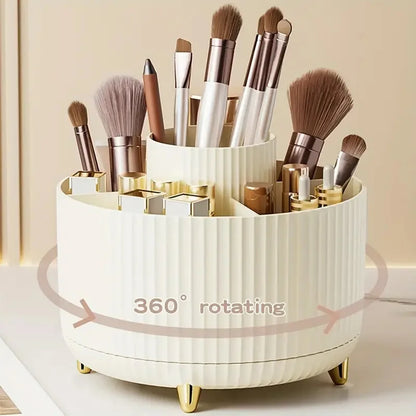 360° Rotating Makeup Brush Holder - 5 Slot Cosmetic Organizer for Brushes, Skincare & Vanity Storage
