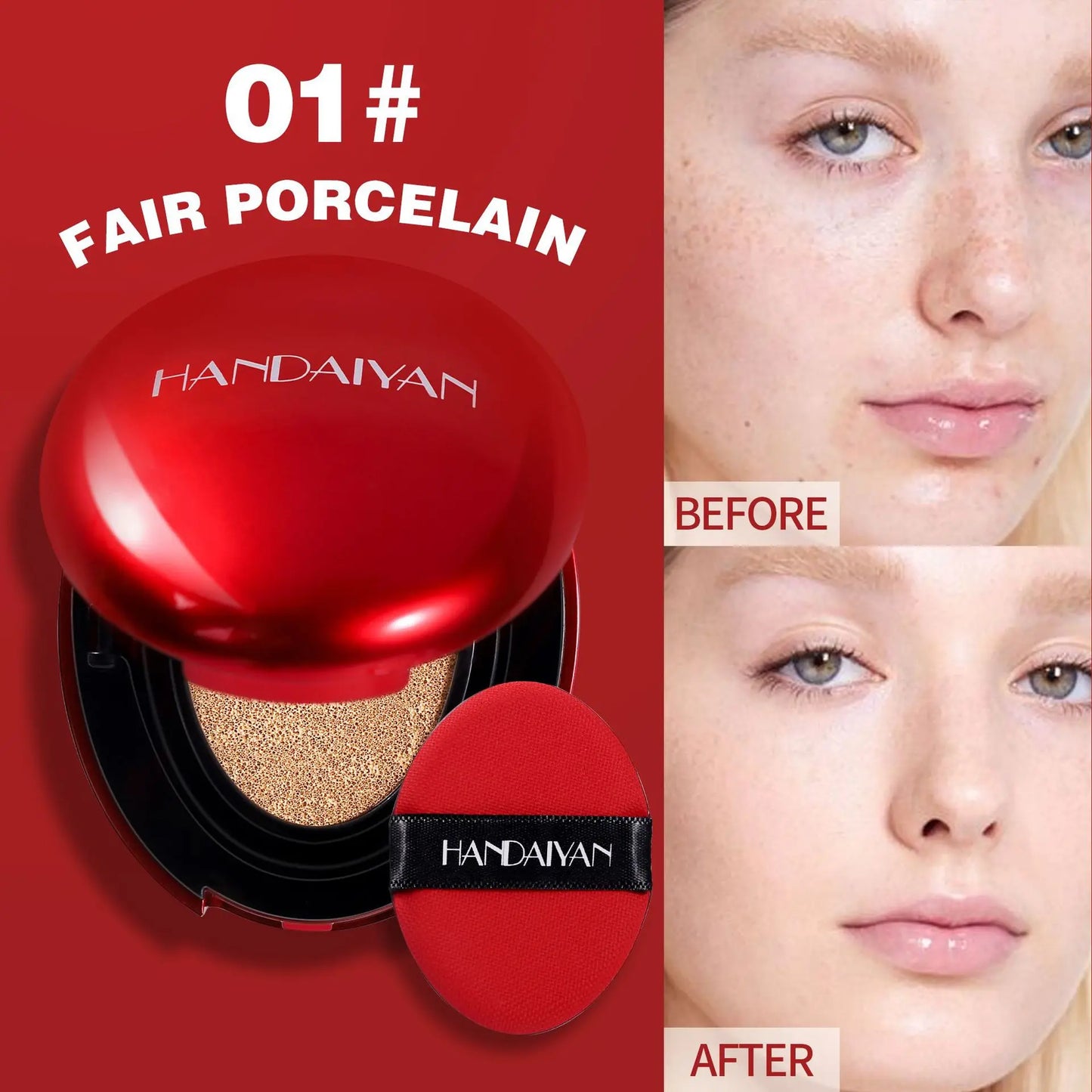 BB Cream Air Cushion Foundation - Full Coverage, Waterproof & Long-Lasting Brightening Makeup for Women - Korean Cosmetics