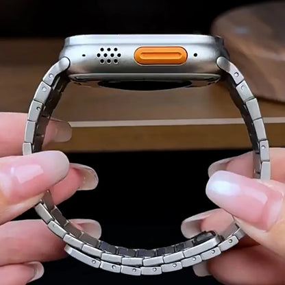 Magnetic Stainless Steel Band for Apple Watch – Titanium Color Strap for 49mm, 45mm, 44mm, 42mm Series 9, 8, 7, 6, 5, 4, SE, Ultra 2