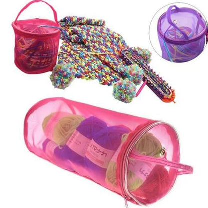 Portable Yarn Storage Bag - Hollow Mesh Knitting and Crochet Yarn Handbag Organizer for Weave Tools and Sewing Accessories