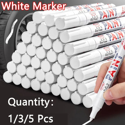 White Marker Pen Set - Waterproof Oil-Based Gel Pens for DIY, Graffiti, Sketching & School Supplies