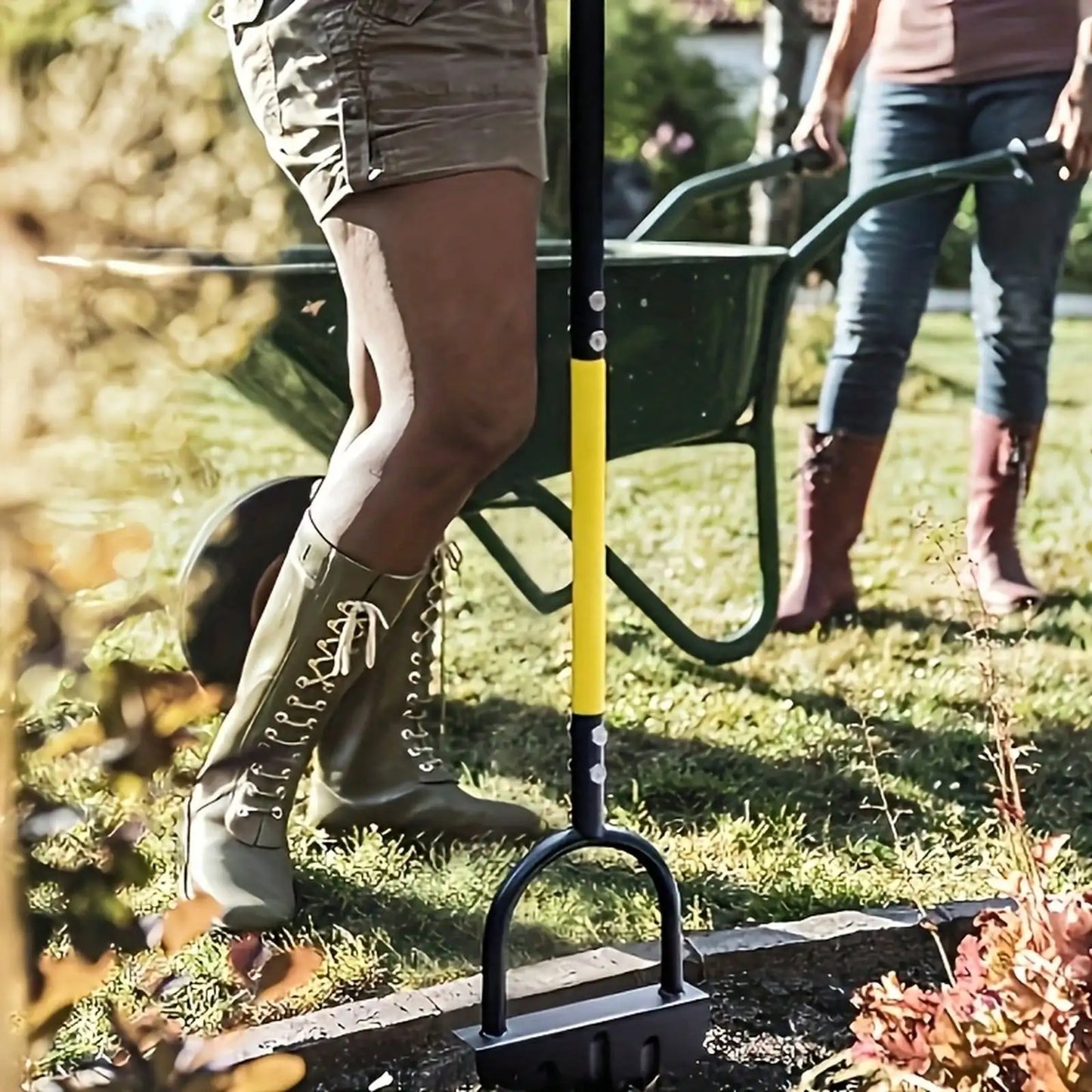 Manual Half Moon Lawn Edger - Steel Garden Grass Border Trimmer, Sod Removal & Yard Landscaping Tool with Handle