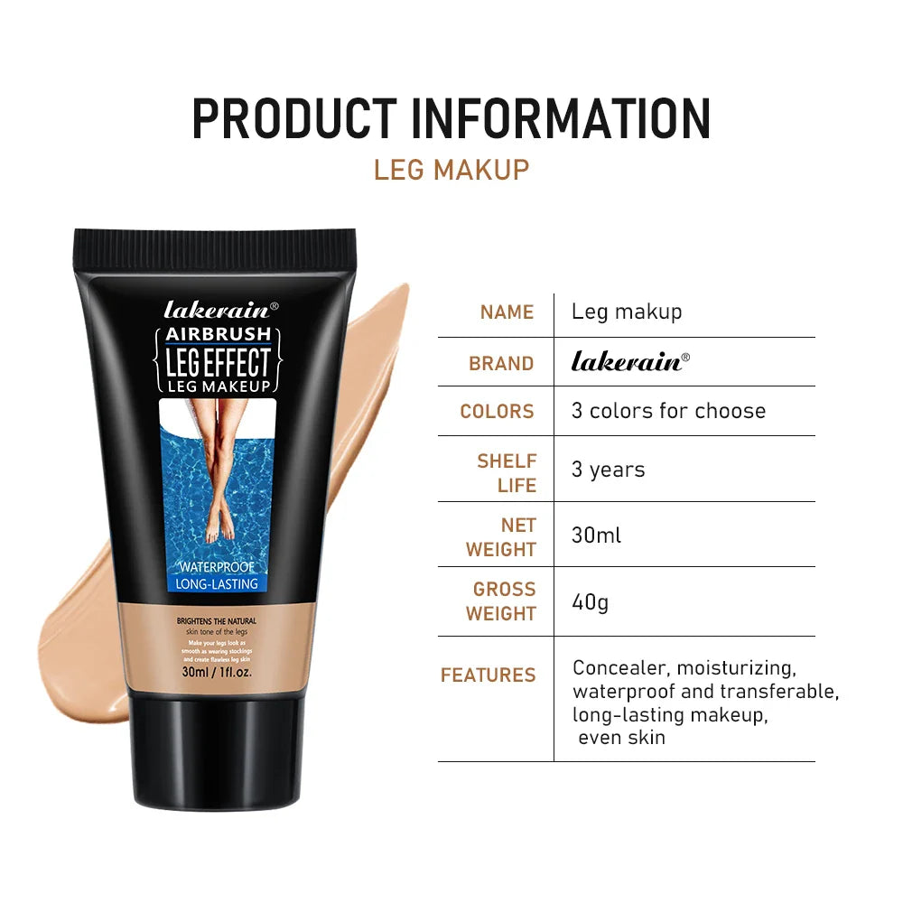 30g Moisturizing Leg & Body Foundation — Liquid Fake Tan Cream for Even Skin Tone and Skin Care