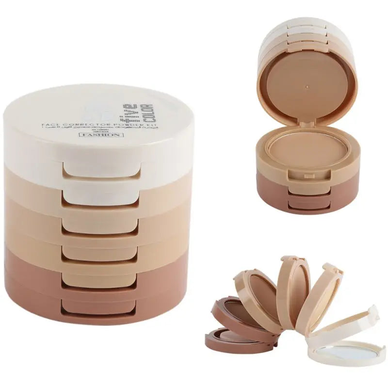 5-Color Concealer Contouring Powder – Oil Control, Brightening Loose Setting Powder for Skin Tone