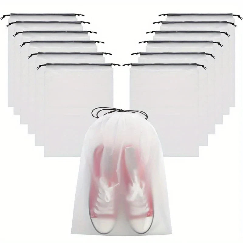 5/10/20PCS Portable Drawstring Shoe Storage Bags — Waterproof Transparent Eco Travel & Makeup Organizer Bags