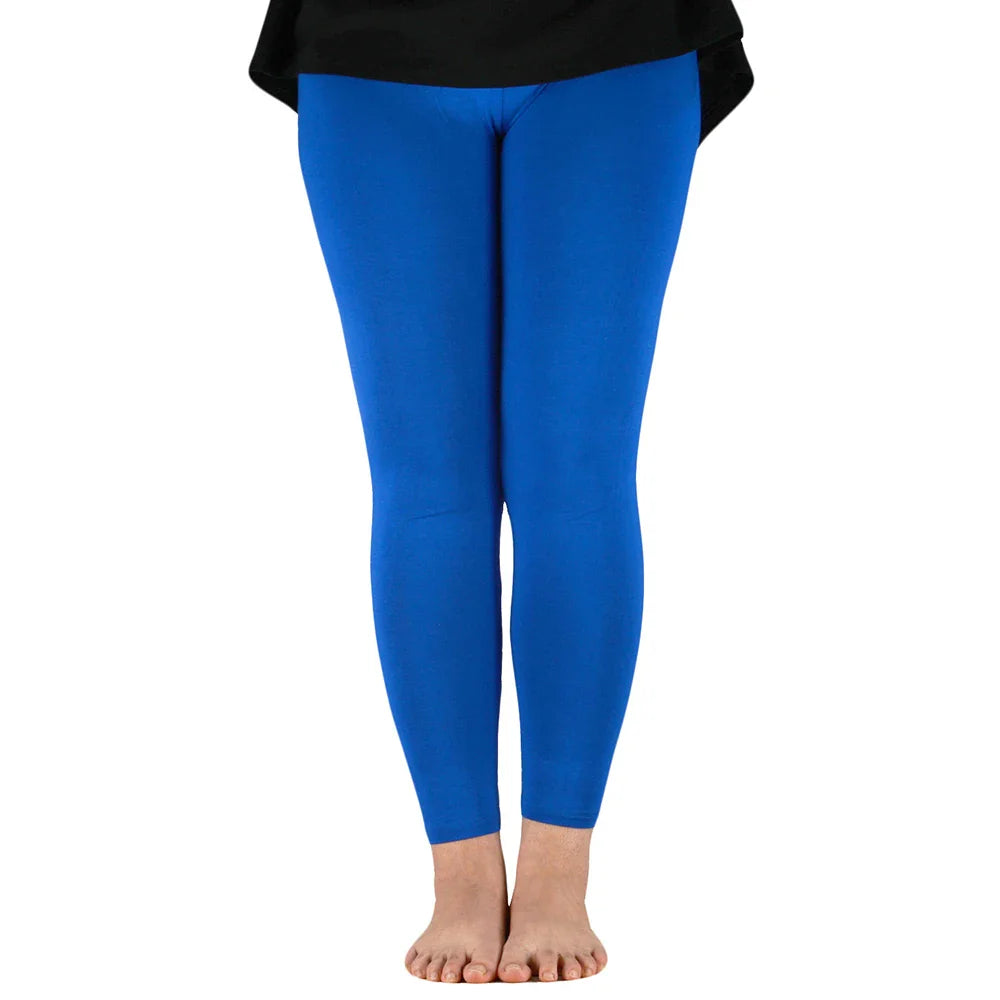Women Bamboo Fiber Elastic Waist Leggings – Plus Size High Stretch Casual Workout Basic Pants Soft Comfortable Fitness Leggings