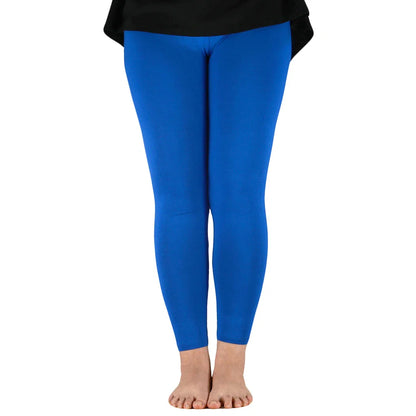 Women Bamboo Fiber Elastic Waist Leggings – Plus Size High Stretch Casual Workout Basic Pants Soft Comfortable Fitness Leggings