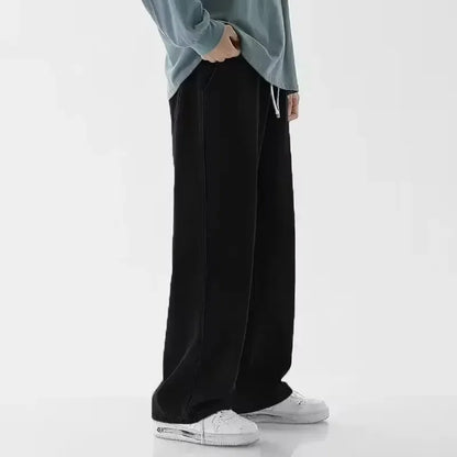 Men’s Loose Straight Leg Jeans - 2026 Streetwear Wide-Leg Fashion Pants in Black & Light Blue
