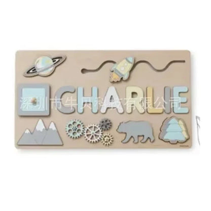 Montessori Personalized Wooden Name Puzzle — Custom Letter Board Educational Toy for Babies