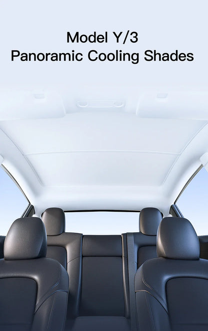YZ Sun Visor Upgrade for Tesla Model 3 & Y Highland 2021-2024 – Ice Cloth Buckle Sunshade for Glass Roof & Skylight