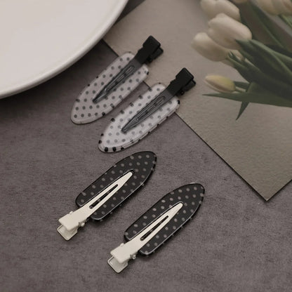 4-Piece Black & White Acrylic Hair Clips - Traceless Duckbill Clips for Styling Bangs and Hair