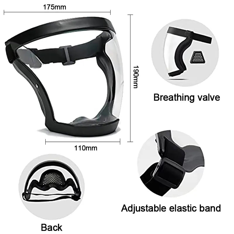 Transparent HD Full Face Mask - Reusable Safety Dustproof Protector with Anti-impact Goggles for Kitchen Gadgets