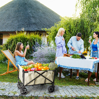 Wisfor Heavy Duty Foldable Wagon Cart — 440 Lbs Capacity, Adjustable Handle for Camping, Shopping & Beach