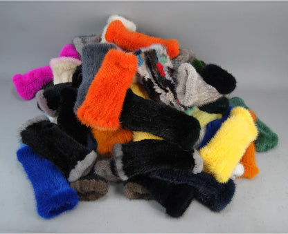 Women’s Winter Mink Fur Gloves – 100% Natural Fingerless Knitted Mittens for Warmth