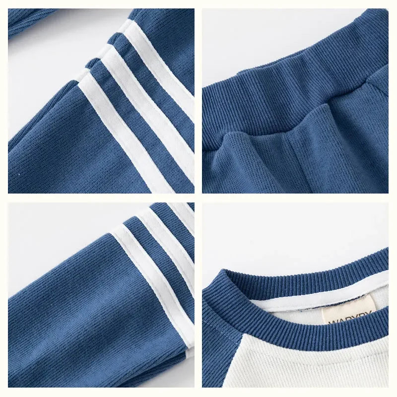 New Spring Autumn Kids Clothes Set – Patchwork Two-Piece Casual Tracksuit for Boys, Tops & Pants