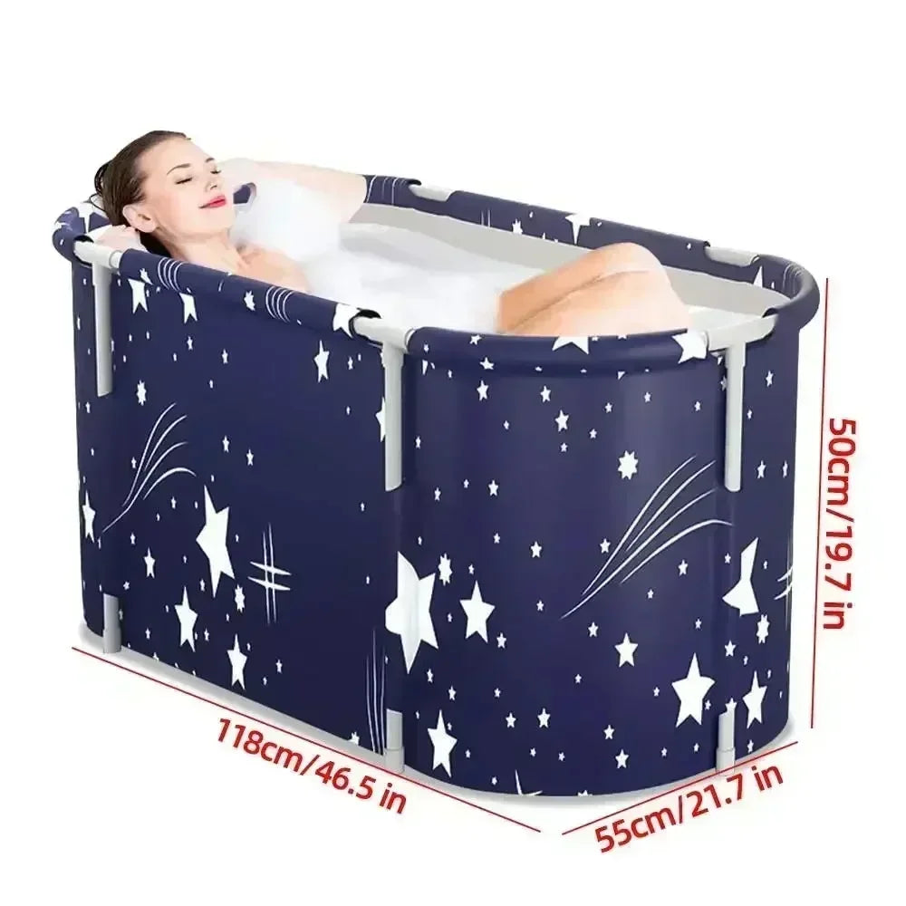 Folding Portable Adult Bath Tub – Thickened Insulated Round SPA Soaking Bucket for Home Bathroom
