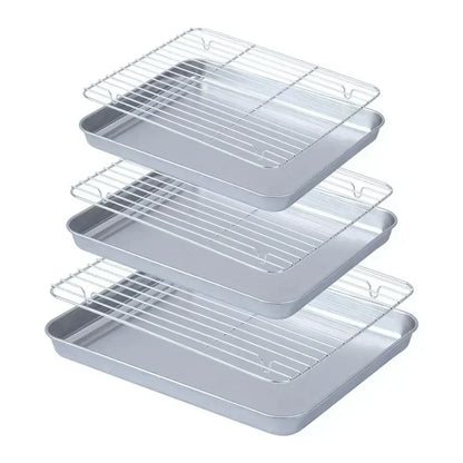 430 Stainless Steel BBQ Grill Pan - Oven Safe Square Roasting & Drip Tray