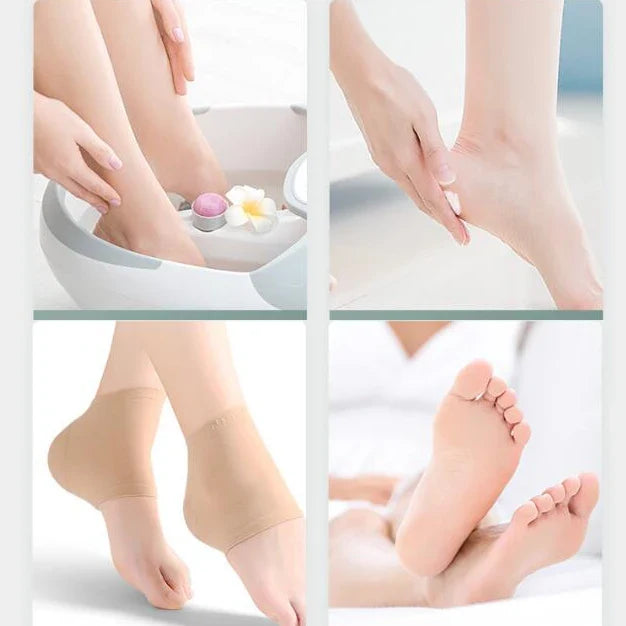 Silicone Heel Protector Socks - Gel Heel Pads for Plantar Support, Cracked Skin Care & Foot Comfort
