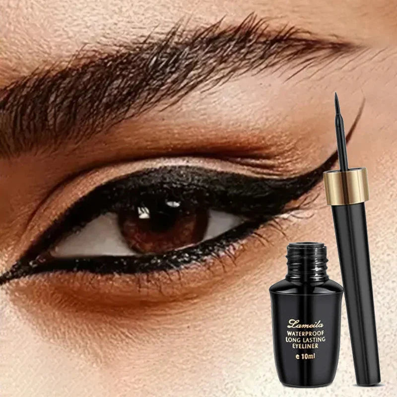 Long-Lasting Hard-Tip Gel Ultra-Fine Waterproof Black Liquid Eyeliner Pen