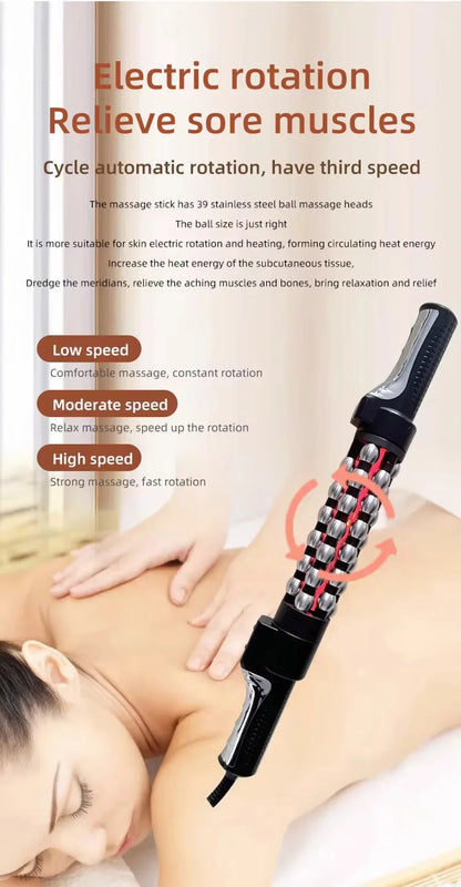 36W Red Light Heated Massage Device - 360° Rotating Roll Massager for Body & Anti-Cellulite Treatment