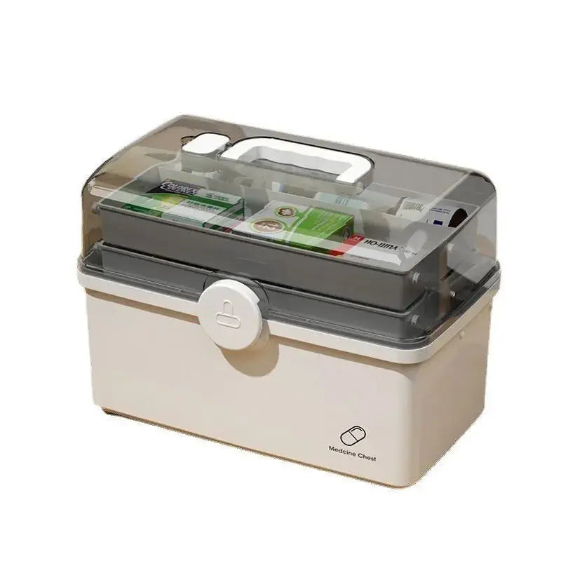 White Large Capacity Medicine Box – Multi-Layer Storage Organizer for Home Medicine Management