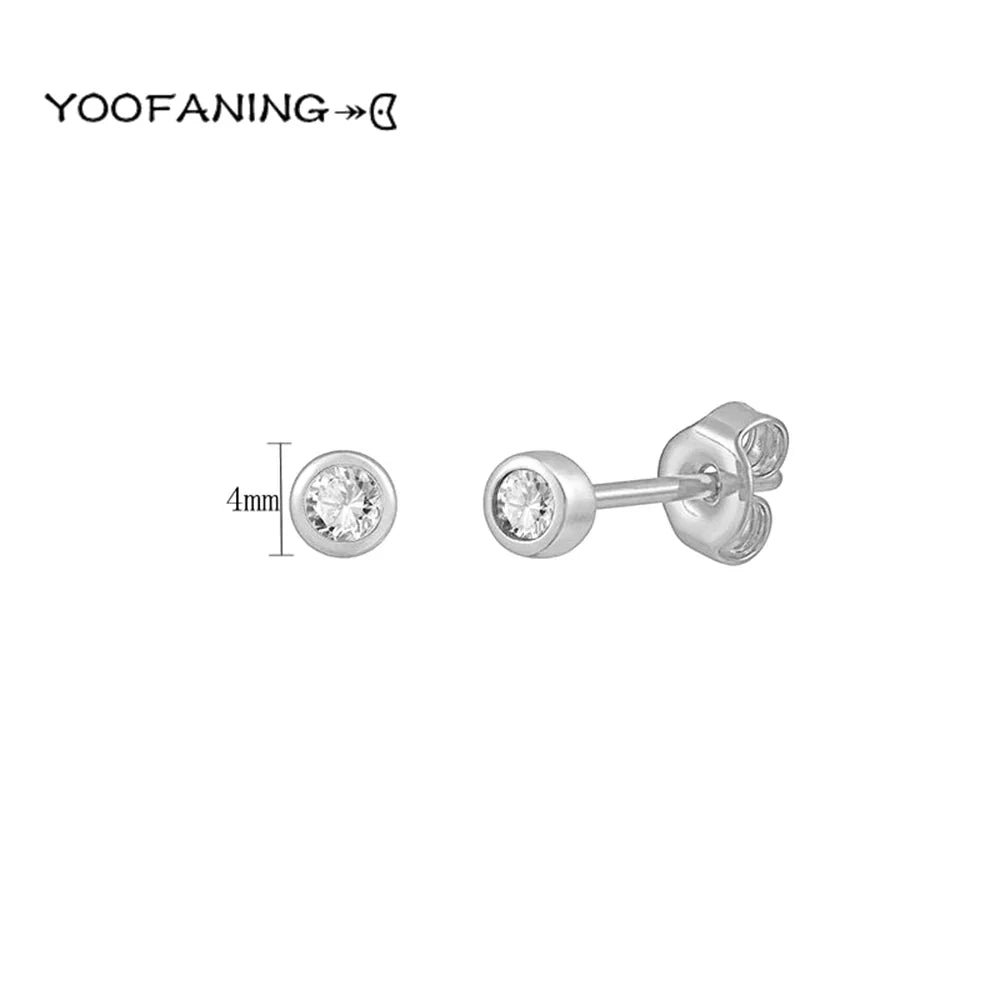 925 Sterling Silver Ear Needle Earrings – Simple Circular Gold & Silver Studs for Women Jewelry (Multiple Sizes)