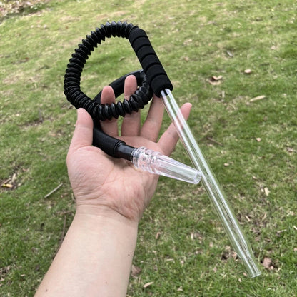 Adjustable Shisha Hookah Hose Set - Glass Handle Silicone Tube with Mouth Tips for Chicha Lounge Party Club