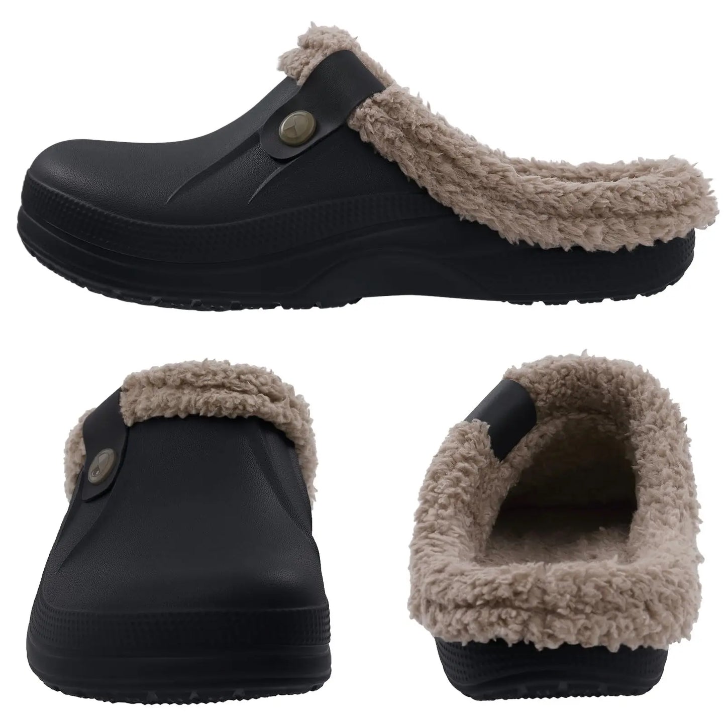 Kidmi Fur Clogs for Women and Men - Fashion Fuzzy Garden Shoes, Outdoor Waterproof House Shoes, Winter Antiskid Work Footwear