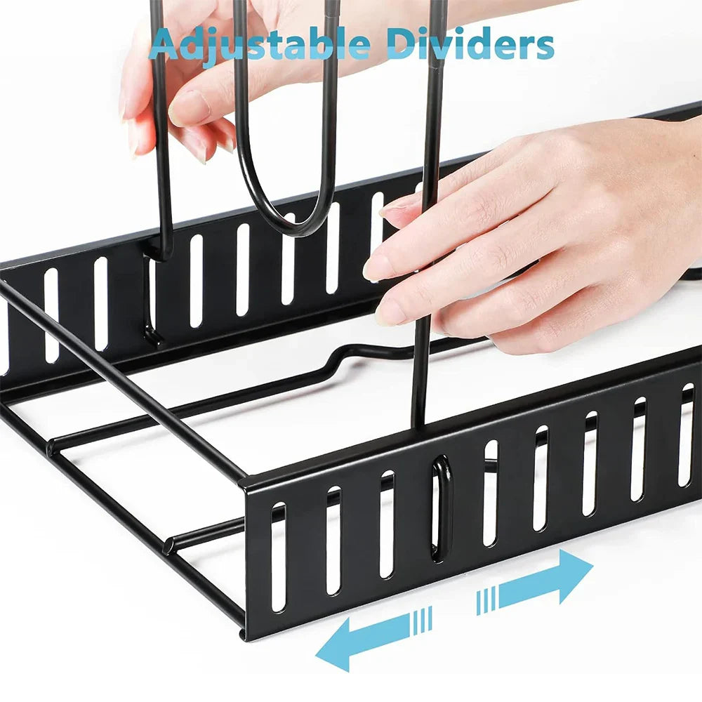 Adjustable 8-Tier Pan Pot Organizer Rack: Space-Saving Kitchen Cabinet Storage - DIY Methods for Pots, Pans, and Lids
