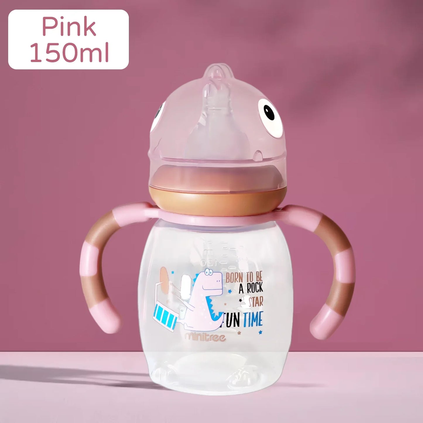 Baby Dinosaur Silicone Nipple Bottle – Imitation Breastfeeding with Straw Handle for Baby Boy & Girl
