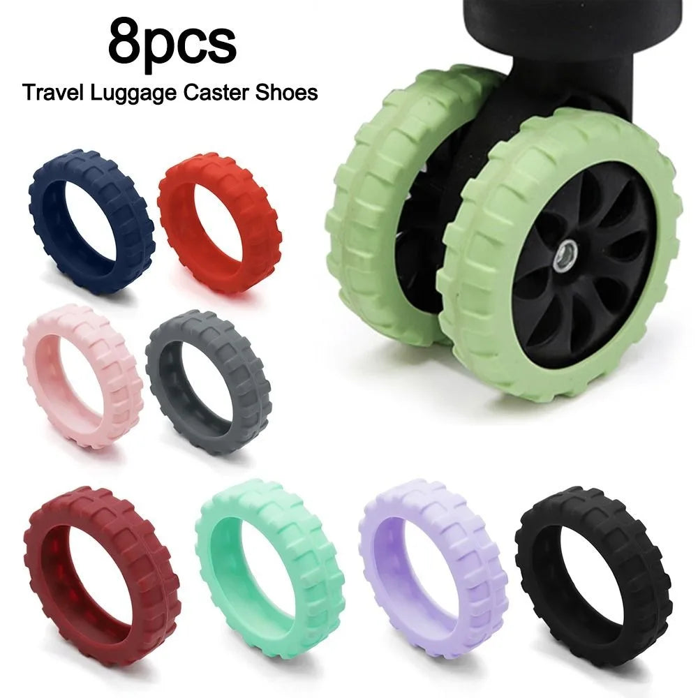 Universal Silicone Luggage Wheel Protectors – Travel Suitcase Caster Covers to Reduce Wear & Noise