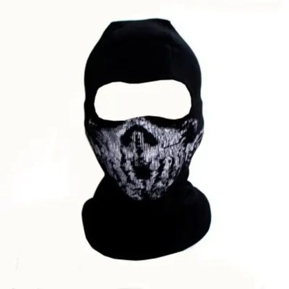 Black Skull Balaclava Mask - Warm Full Face Hood Beanie for Men Outdoor Wear