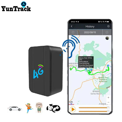 Mini 4G GPS Tracker – Personal & Pet Locator with Voice Monitoring, Car Start/Stop Tracking, Built-in Battery for Safety