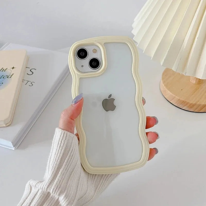 Candy Wavy Lines Bumper Case for iPhone 16/15/14/13/12/11 Pro Max Plus XR XS Max – Shockproof Clear Hard Back Cover